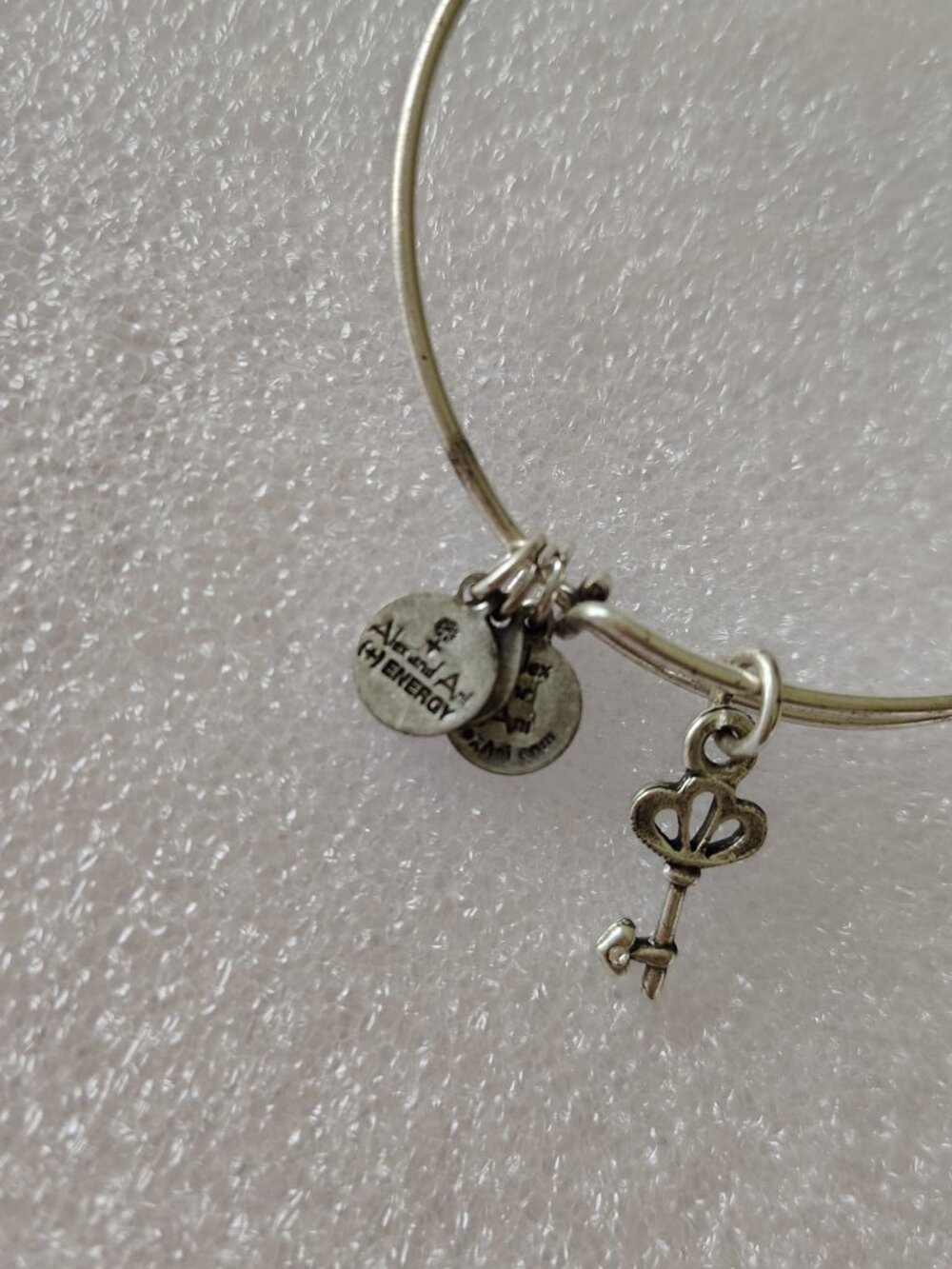 Alex and Ani Skeleton Key Silver Charm Bracelet Bangle 435